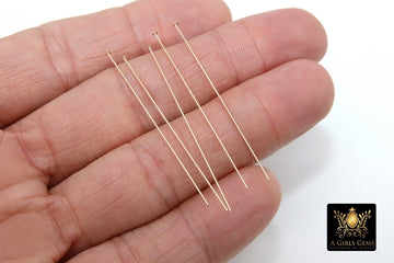 14 K Gold Filled Flat Headpins, 14 20 Long Wire Flat End Pins for Bead Inserts #2111, 2 Inch long with 1.5 mm Head